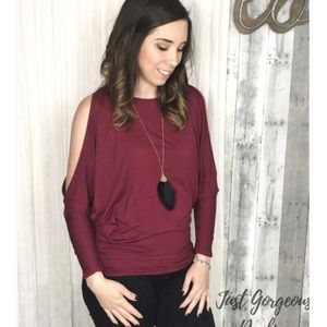 Slit Sleeve Dolman - Burgandy